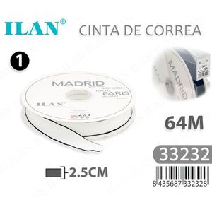 Iln Cinta De Correa 2.5Cm X 64M Madrid White <b>Ribbons</b> - Product Image 3