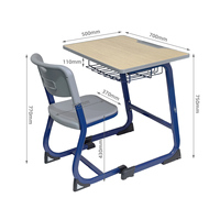Meubles scolaires modernes de type C, bureau d'étude pour élèves en bois, chaise individuelle, ensemble table et chaise, structure métallique, table de classe avec 1 tiroir