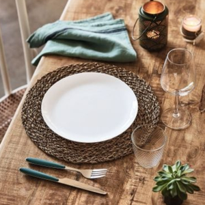 Plato de cerámica redondo curvo | Vajilla vietnamita artesanal | Vajilla artesanal rústica - Product Image 6