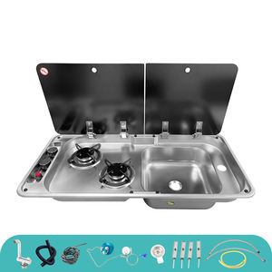 Fregadero <span class=keywords><strong>JDA</strong></span> de Acero Inoxidable 304 de Alta Calidad con Estufa de Gas de Dos Quemadores para Autocaravanas, Caravanas, Barcos y Yates - Product Image 2