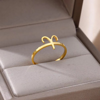 Bague Zodiaque Ouverte en Acier Inoxydable 316L Plaqué Or PVD 14k 18k, Tendance, Anti-ternissement, Vente en Gros Personnalisée pour Femmes
