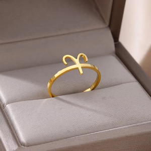 Anillo Abierto del Zodiaco de Acero Inoxidable 316L con Baño de Oro PVD de 14k 18k, Moderno, Personalizado, al por Mayor, que No se Deslustra, para Mujer - Product Image 3