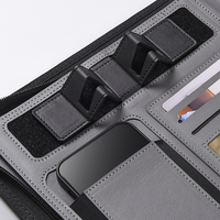 Portafolio de Cuero Personalizado A4, Carpeta Ejecutiva de Tapa Dura en Negro con Logotipo Cosido para Reuniones de Negocios