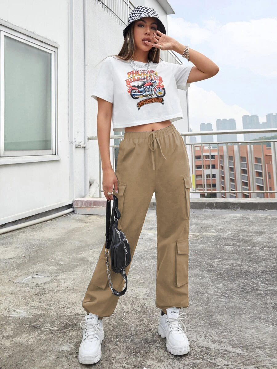 Cargo Pantalones De Moda Para Mujer Anchos Nuevo! Pantalón Cargo