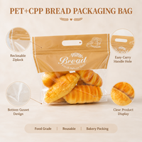 Bolsa de Plástico con Cierre Zip, Resistente a la Humedad, para Pan Tostado de Supermercado, con Impresión en Huecograbado
