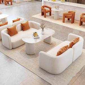 Ensemble de table et chaises de <span class=keywords><strong>salon</strong></span> modernes couleur crème pour la maison, <span class=keywords><strong>salon</strong></span>, café, espace public, ou salle de négociation – Personnalisable - Product Image 5