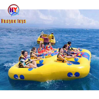 Bateau gonflable tractable pour 4 à 6 personnes avec 3 sièges, en PVC, couleur jaune, pour sports nautiques