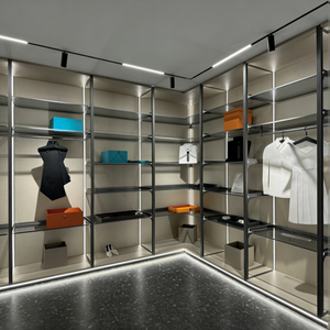 ZYTH Dressing ouvert moderne et minimaliste avec éclairage LED, armoire murale sur mesure pour salon/villa - Product Image 1