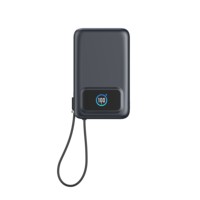 Batterie externe 10000mAh avec câble USB-C intégré, écran numérique circulaire LED, charge rapide PD 35W