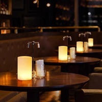 Lampe de table simple rechargeable pour restaurant occidental, bar en bois, veilleuse d'ambiance avec porte-cartes