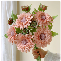 Buket Bunga Buatan Tangan Berkualitas Tinggi-50cm Bunga Matahari Plastik Phalaenopsis Hydrangea untuk Dekorasi Pernikahan