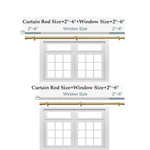<b>Gold</b> <b>Curtain</b> <b>Pole</b> With Wall Brackets Modern Design Easy Installation Cylinder Shape 0.75 0.99 Inch Diameter - Product Image 2