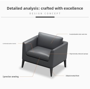 أريكة فاخرة واسعة بمساند ذراعين ووسائد ناعمة لمنطقة استقبال الفنادق والمكاتب، أريكة متعددة الأشخاص قابلة للتركيب، أثاث مكتبي - Product Image 4