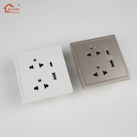 Interruptores de Luz de Doble Pared de Alta Calidad 86, de Cobre Fosforado, 2 Ganglios, 16A 220-250V, con Puerto USB-C, Certificación CE, Personalizables, Fáciles de Instalar en el Hogar