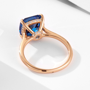 <span class=keywords><strong>Bague</strong></span> en <span class=keywords><strong>argent</strong></span> de luxe de haute qualité 925 bijoux en <span class=keywords><strong>argent</strong></span> Sterling plaqué or Rose coussin <span class=keywords><strong>saphir</strong></span> <span class=keywords><strong>bleu</strong></span> Zircon pierres précieuses bagues bijoux femmes - Product Image 5