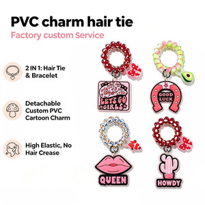Regalo Promocional, Bonito Colgante de PVC Suave con Diseño de Vaquera Rosa, Cordón para Teléfono, Coletero Desmontable, Coleteros en Espiral Impermeables para DIY - Product Image 1