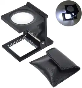 แว่นขยายแบบพกพาพร้อมโคมไฟ LED สำหรับเครื่องประดับสิ่งทอ10 X ผ้าลินินทดสอบสามพับแว่นขยายโลหะผสมสังกะสี - Product Image 1