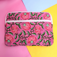 Sac pour ordinateur portable en coton respirant, durable, minimaliste, écologique, fait main, fermeture éclair, imprimés floraux, personnalisable, multifonction