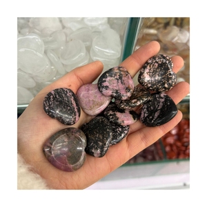 HY vente en gros de cristaux pierres de palmier de guérison formes de cœur pierres d'inquiétude pierre d'inquiétude de jaspe <span class=keywords><strong>rouge</strong></span> massage du pouce coeurs en cristal pour cadeau - Product Image 4