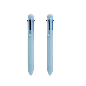 Caneta esferográfica de 6 cores macaron, caneta esferográfica de plástico retrátil com logo personalizado, caneta esferográfica de quatro cores
