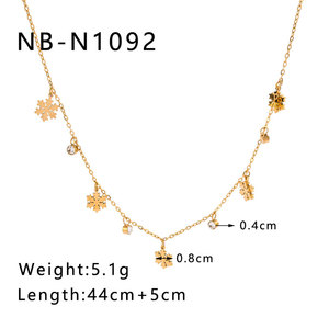 เครื่องประดับกันน้ำไม่หมอง ฐานสแตนเลส 316L ชุบทอง 14k 18k PVD ประดับเพชรซิคอนรูปเกล็ดหิมะ สร้อยคอสำหรับผู้หญิง - Product Image 5