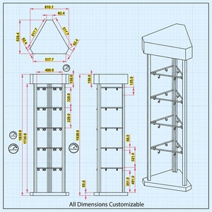 Espositore per Accessori Cellulari in Metallo, Arredamento per Negozi al Dettaglio, Scaffale a 3 Lati per Custodie Telefoni e Cavi di Ricarica, Espositore da Terra per Elettronica - Product Image 4