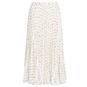 New Coming 100% Full Inspection Wholesale in China Customized Available Wholesale Fashion Print Pleated Skirt White