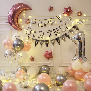Selamat Ulang Tahun spanduk metalik dan balon payet lateks cetak biru merah muda dan Balon Foil 1 untuk dekorasi pesta ulang tahun anak perempuan laki-laki - Product Image 6