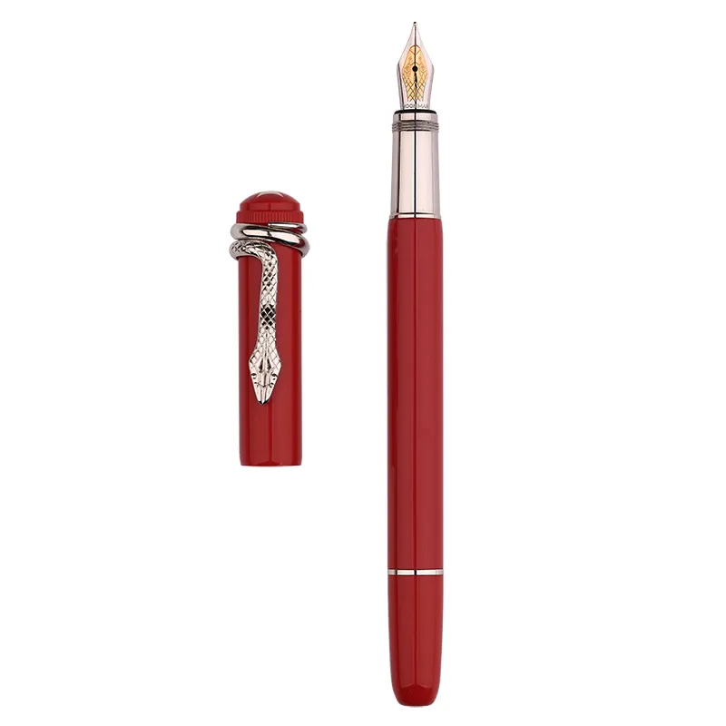 Moonman-F9-Master penna Del Metallo rosso serpente classico spirito serpente spider style pistone di assorbimento dell'inchiostro bella scatola regalo penna stilografica