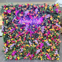 MoKtong Mur de fleurs violettes et orange 8x8 pieds 5D avec roses et pivoines en soie au toucher réel pour la décoration de mariage d'automne