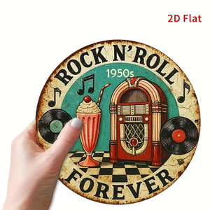 Letrero Redondo <span class=keywords><strong>de</strong></span> Metal, <span class=keywords><strong>Rock</strong></span> N Roll Forever, Estilo Años <span class=keywords><strong>50</strong></span>, Jukebox, Milkshake, Decoración <span class=keywords><strong>de</strong></span> Pared Vintage Musical - Product Image 4