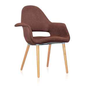 Chaise de salle à manger moderne en tissu siège en PP avec pieds en <span class=keywords><strong>bois</strong></span> design nordique pour salon café restaurant <span class=keywords><strong>fauteuil</strong></span> confortable - Product Image 1