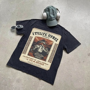 T-shirt imprimé 100 % coton pour homme style streetwear - Lavage vintage, design personnalisé, respirant, anti-boulochage, tendance - Product Image 3