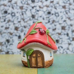 ROOGO Créatif et Mignon, Pot de Fleurs en Résine Faite à la Main, Scène Maison Champignon, Miniature de Paysage, Ornement de Bureau - Product Image 3