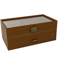 Boîte de rangement universelle en bois vintage durable à double couche pour 12 paires de lunettes de soleil, idéale pour les magasins d'optique