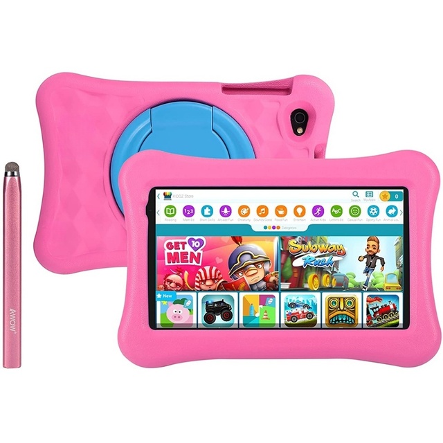 C&Q Wholesale 7 Inch Kids Android IPS Tablet Pc Rugged Tab A133 4+32G DDR4 Memory Allwinner Custom Case for Children Made China