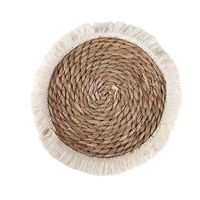 Set de table rond en paille tressée avec franges, épais, isolant thermique, en corde de chanvre tissée, protection de vaisselle, style européen
