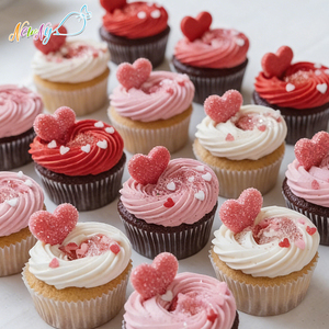 Vente en gros en stock 10 pièces <span class=keywords><strong>Mini</strong></span> guimauves en forme de cœur rose Décoration de gâteau comestible pour mariage Saint-Valentin - Product Image 1