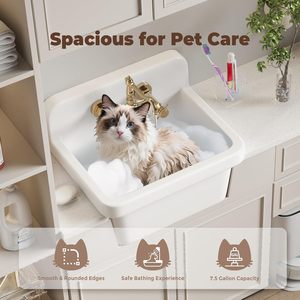 Évier utilitaire à montage <span class=keywords><strong>mural</strong></span> de 21 pouces blanc en argile réfractaire avec accessoires pour salle de bain cuisine <span class=keywords><strong>garage</strong></span> utilisation extérieure - Product Image 5