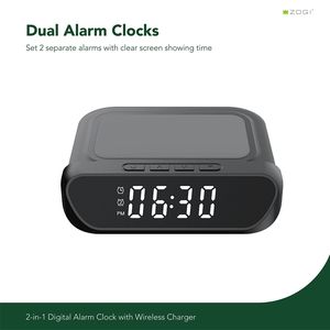 Giá đỡ điện thoại để bàn tích hợp đồng hồ báo thức, sạc không dây 15W, thiết kế tối giản 2 trong 1 - Product Image 2