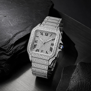 Nuovo <span class=keywords><strong>Elegante</strong></span> Orologio da <span class=keywords><strong>Uomo</strong></span> in Acciaio Inossidabile con Diamanti Moissanite D VVS, Lussuoso e Impermeabile, Accessorio da Polso - Product Image 1
