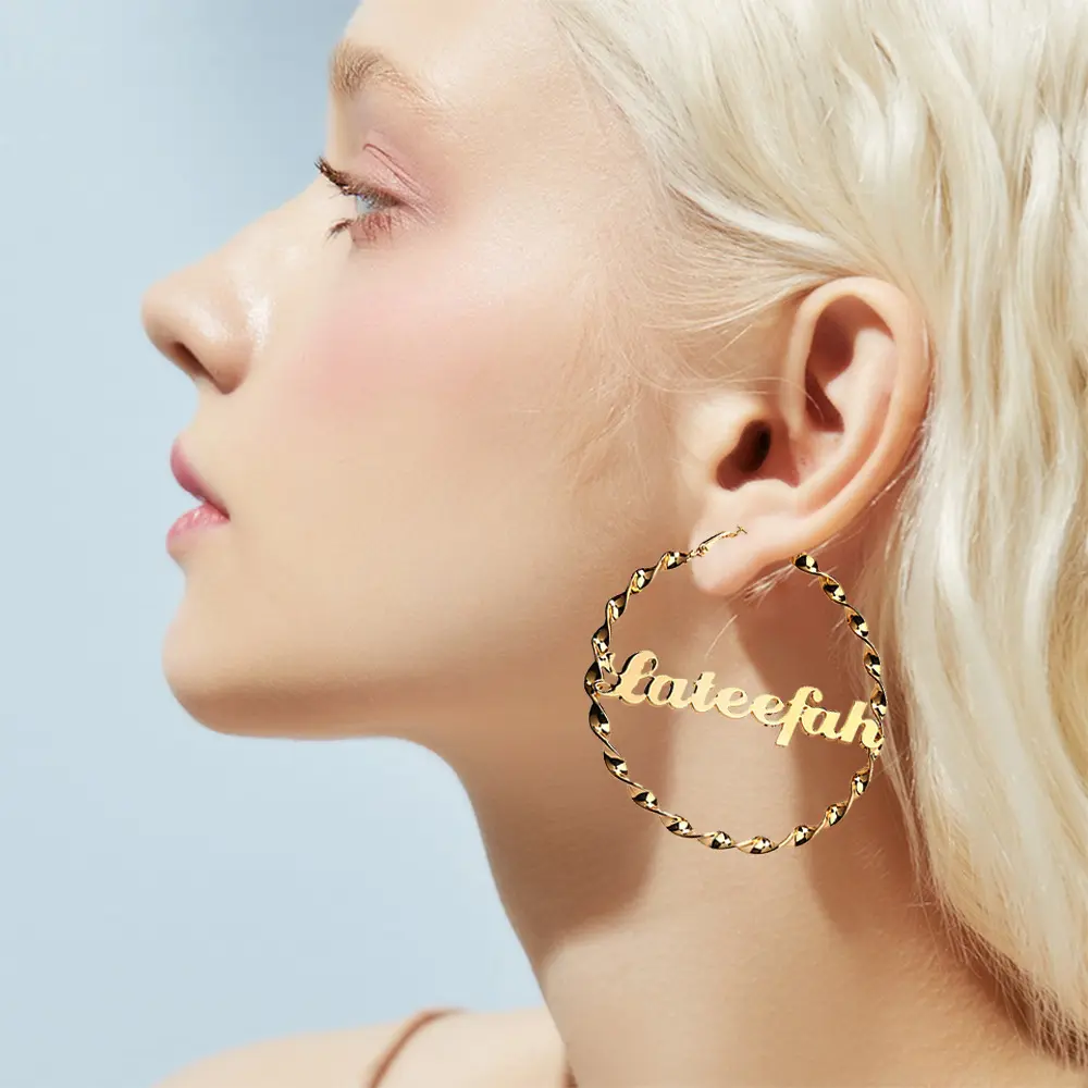 Modalen Luxury Fashion Earrings Trend 2022 Vintage Bamboo Women Ear Cuff Custom Hoops Earrings