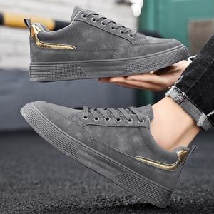 Chaussures de sécurité respirantes pour hommes, durables, à semelle épaisse, rehaussantes, à lacets, à bout rond, style baskets sport décontractées, couleur unie - Product Image 1