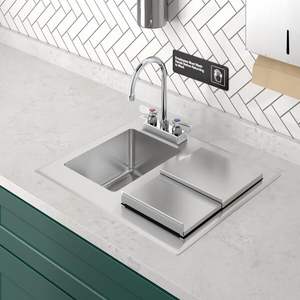 Commercial Bar <strong>Sink</strong> Silver 21x18 Inch Stainless Steel Drop-In Hand <strong>Sink</strong> Ice Bin NSF Listed Type 304 Featuring One Hole - Product Image 5