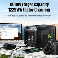 Station d'alimentation portable 1800W, générateur solaire LiFePO4 1200Wh, cycles UPS, multi-sorties, charge rapide SUPSRSAFE