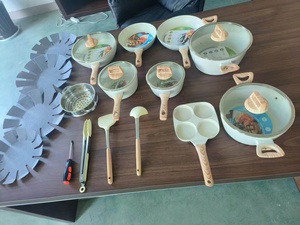 Hot bán Trắng Granite 21 cái nhôm giả mạo không dính Cookware Set đồ dùng nhà bếp cho cảm ứng nồi - Product Image 2