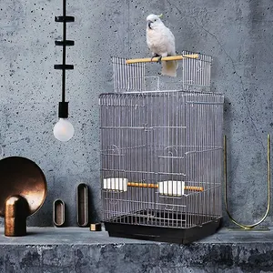 Nieuw Product Groothandel Opvouwbare Ijzer Vogelkooi Voor Papegaai Witte En Zwarte Kleur Met Stand Kooi Goede Verkoop En Goede hoeveelheid Kooi