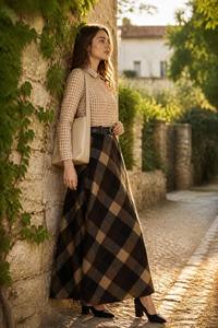Joydressing Wholesale Women Vintage Plaid <strong>Wool</strong> <strong>Skirt</strong> High Waist A-Line Long Maxi Tartan Woolen <strong>Skirt</strong> for Winter - Product Image 5