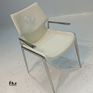 Customizable White Faux Leather Dining Armchair Stainless Steel Frame Wholesale for Commercial Use - Product Image 2
