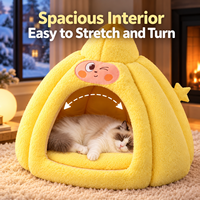 Lit-caverne pour chat en peluche chaude, semi-fermé, avec coussin amovible pour chats et petits chiens, OEM